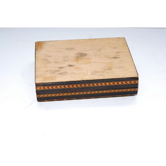 Vintage Marquetry Lacqured Mosaic Wood Inlay Spain Trinket/Jewelry Box - Picture 5 of 5